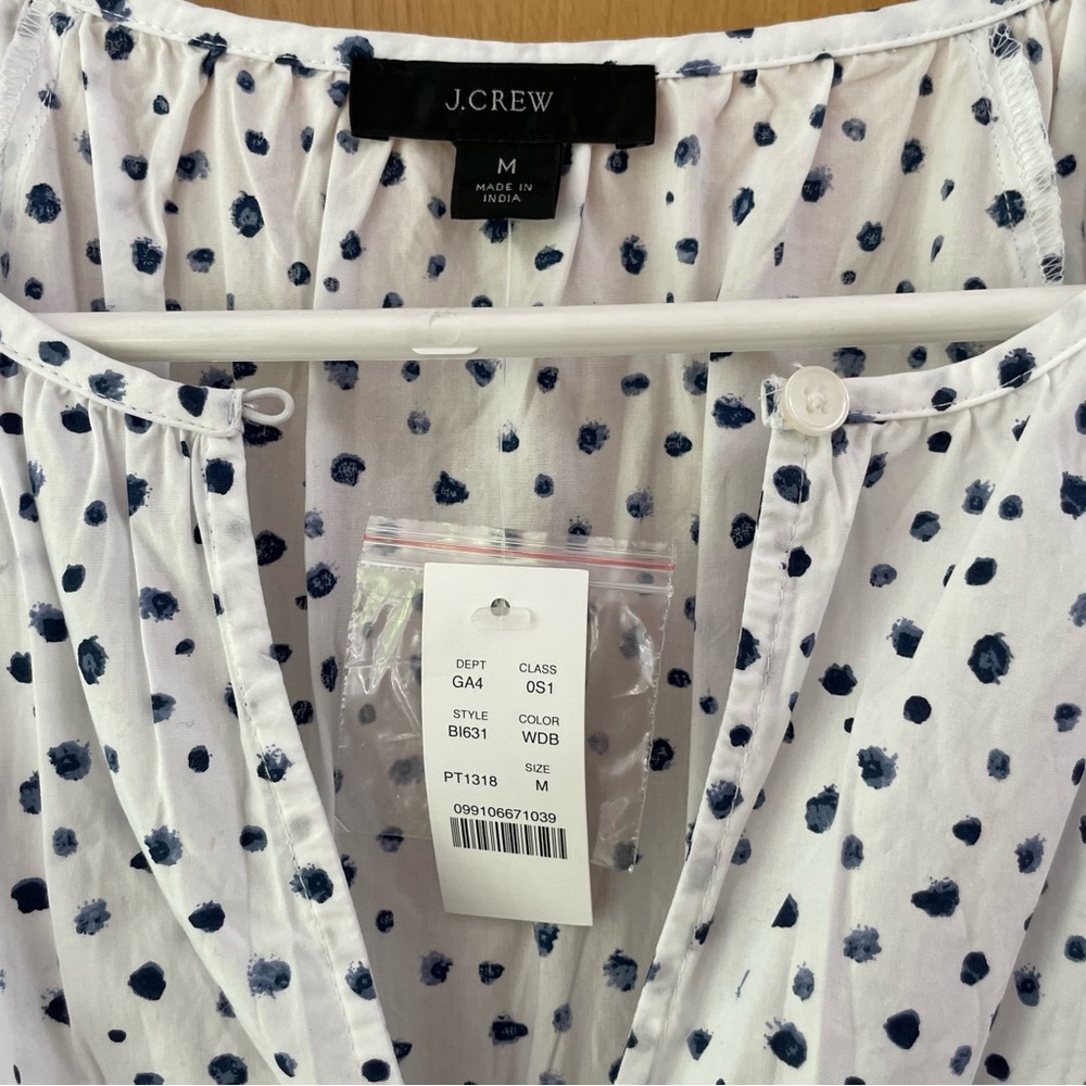 NWT J.Crew Puff-sleeve Smocked-waist Midi Dress in Dot Print M - Picture 6 of 10